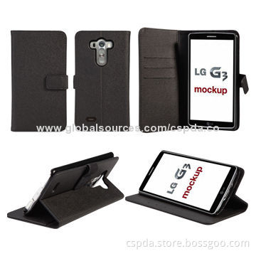 Fast Shipment Folio Wallet PU Cellphone Cases for LG G3 with Suede Lining, OEM/ODM Orders Welcomed